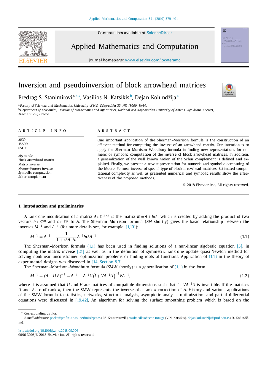 Inversion and pseudoinversion of block arrowhead matrices