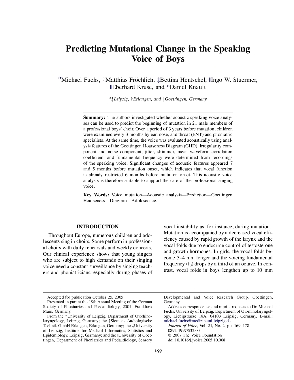 Predicting Mutational Change in the Speaking Voice of Boys 