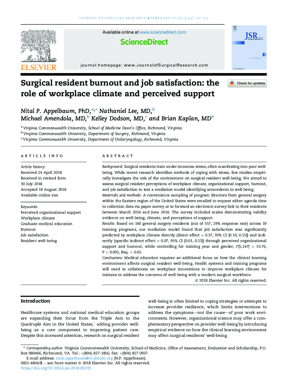 Surgical resident burnout and job satisfaction: the role of workplace climate and perceived support