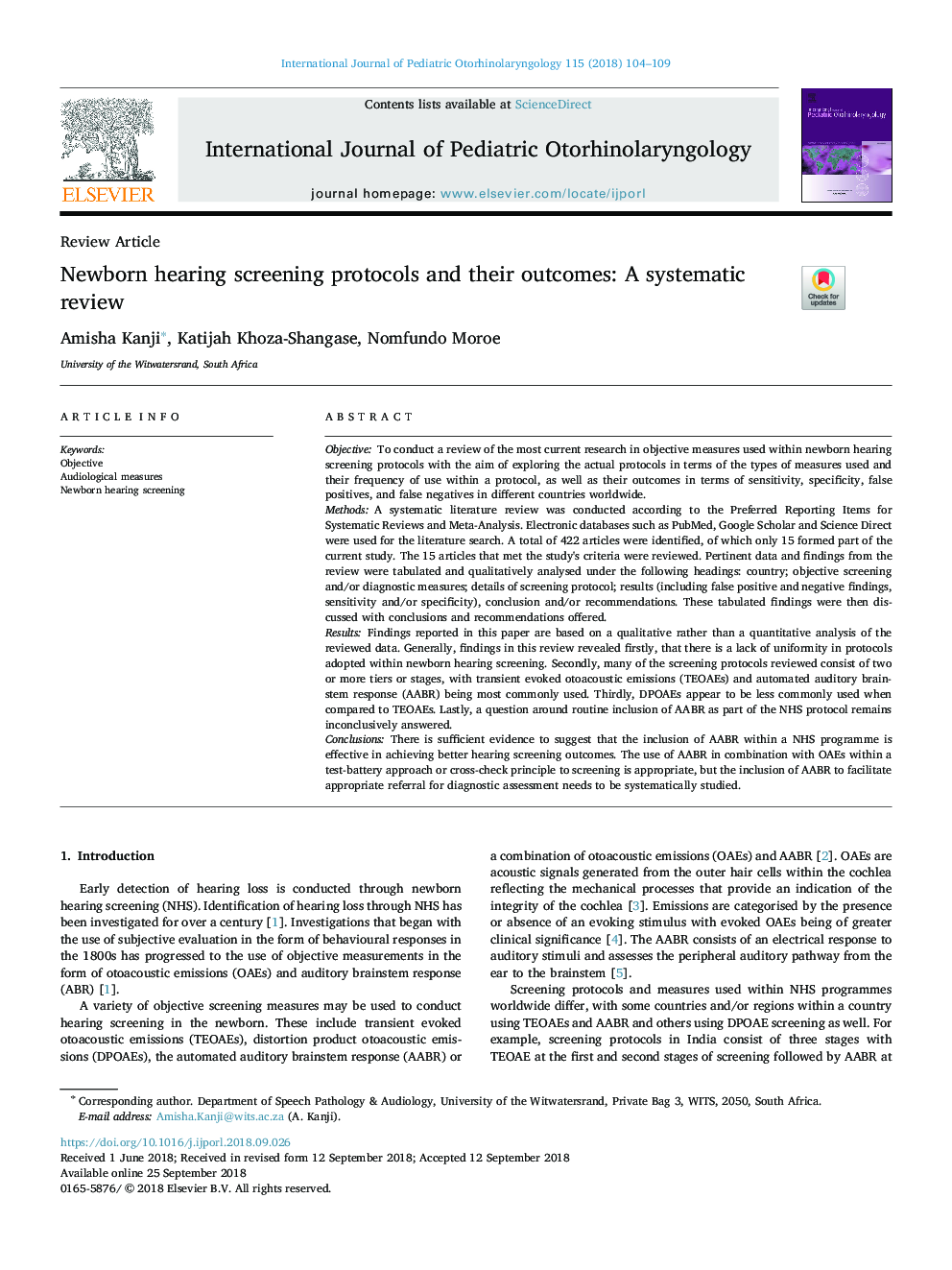 Newborn hearing screening protocols and their outcomes: A systematic review