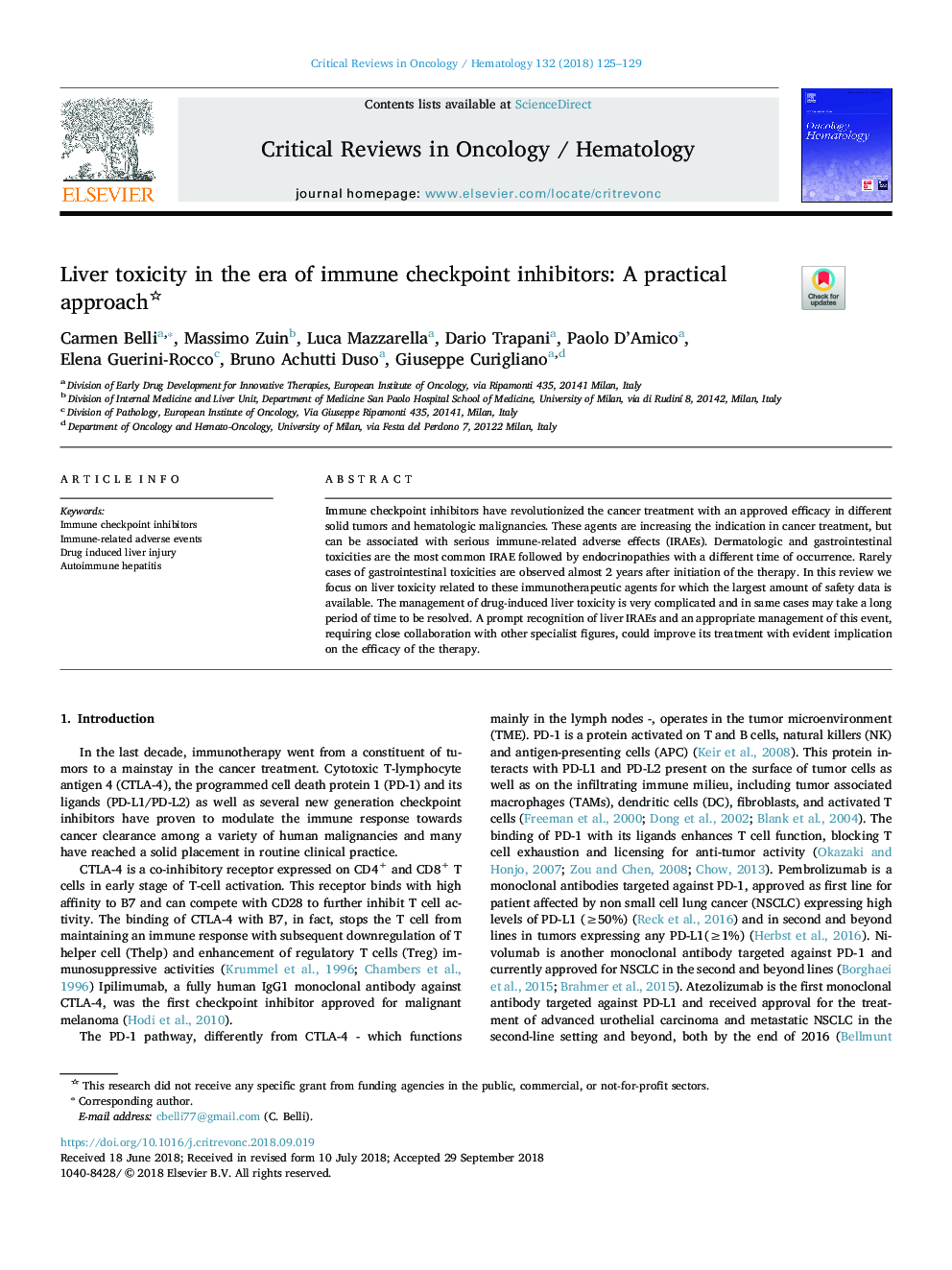 Liver toxicity in the era of immune checkpoint inhibitors: A practical approach