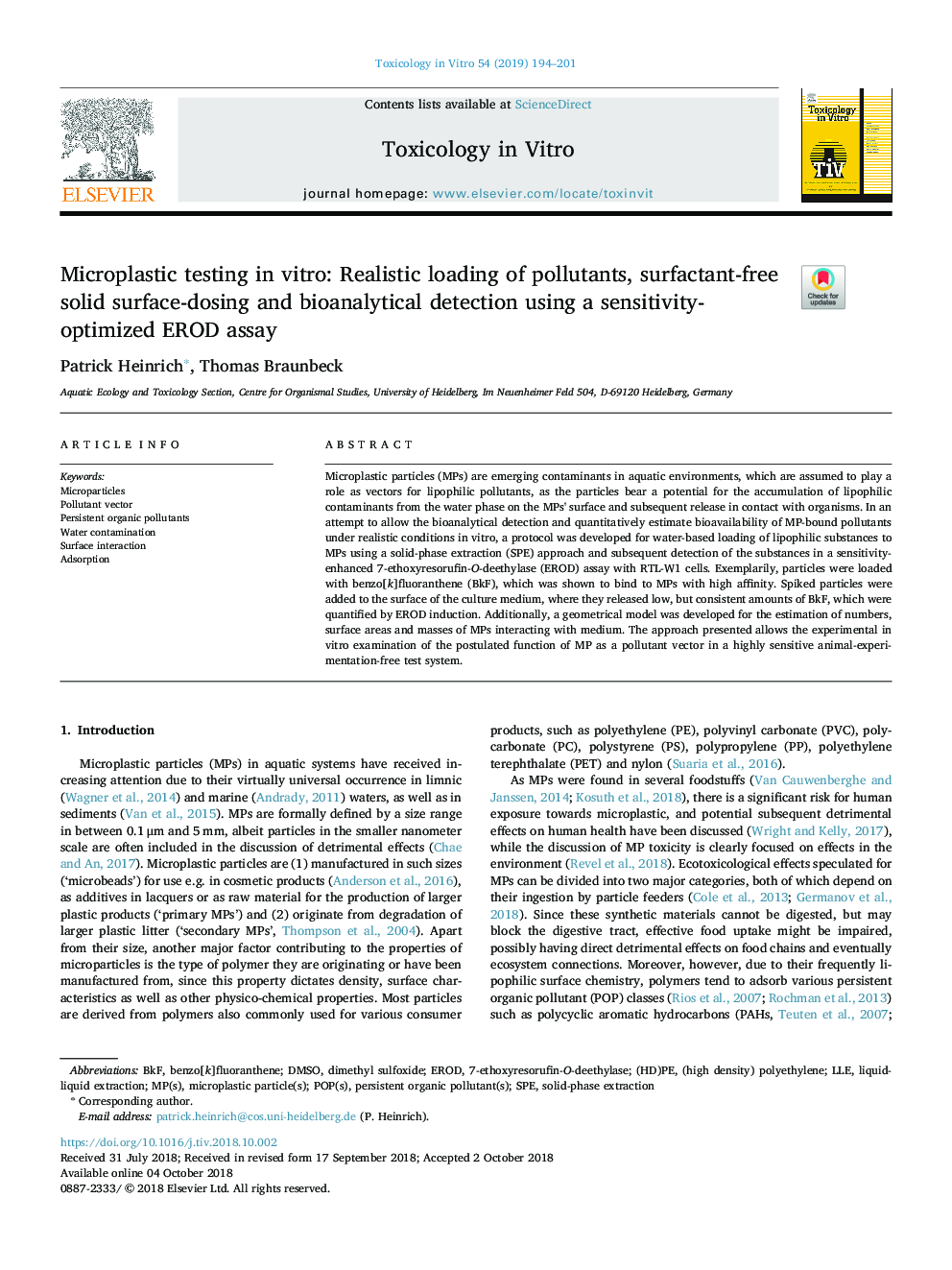 Microplastic testing in vitro: Realistic loading of pollutants, surfactant-free solid surface-dosing and bioanalytical detection using a sensitivity-optimized EROD assay