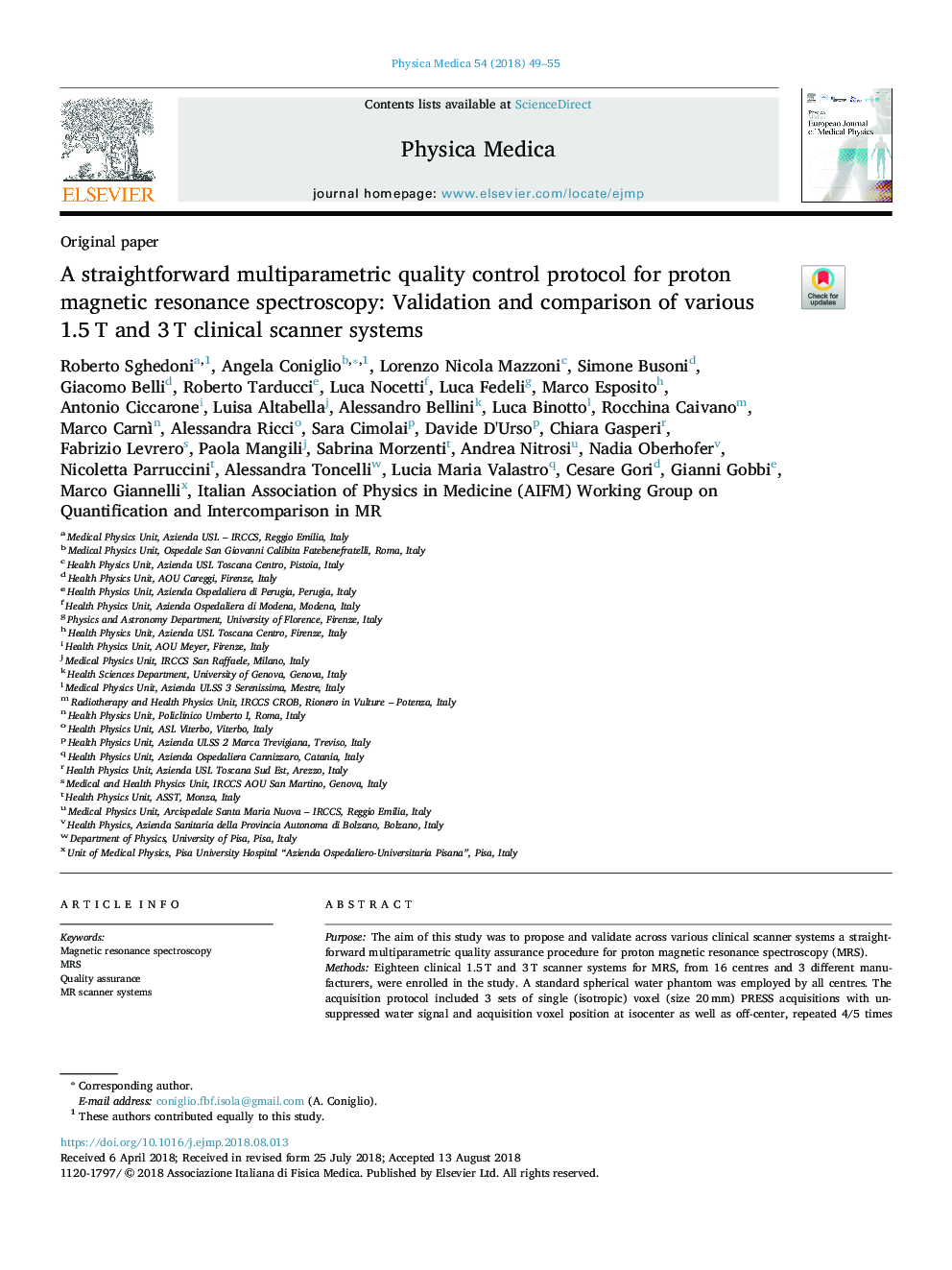 A straightforward multiparametric quality control protocol for proton magnetic resonance spectroscopy: Validation and comparison of various 1.5â¯T and 3â¯T clinical scanner systems