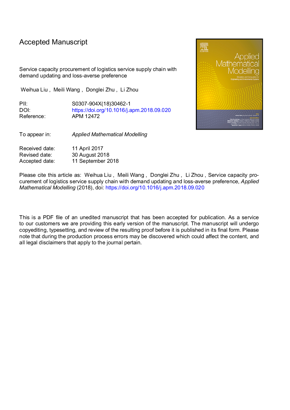 Service capacity procurement of logistics service supply chain with demand updating and loss-averse preference