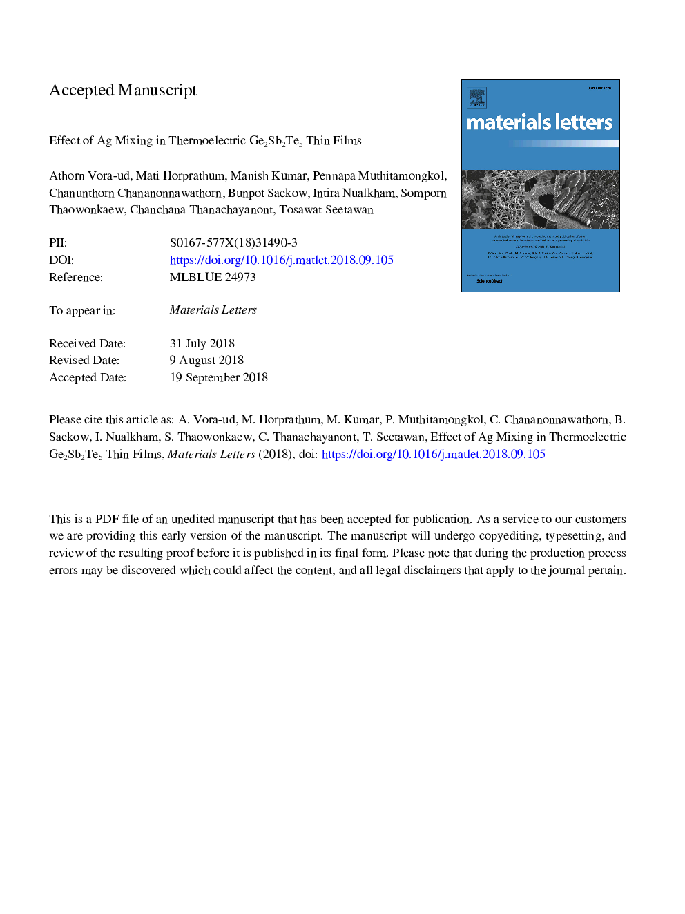 Effect of Ag mixing in thermoelectric Ge2Sb2Te5 thin films