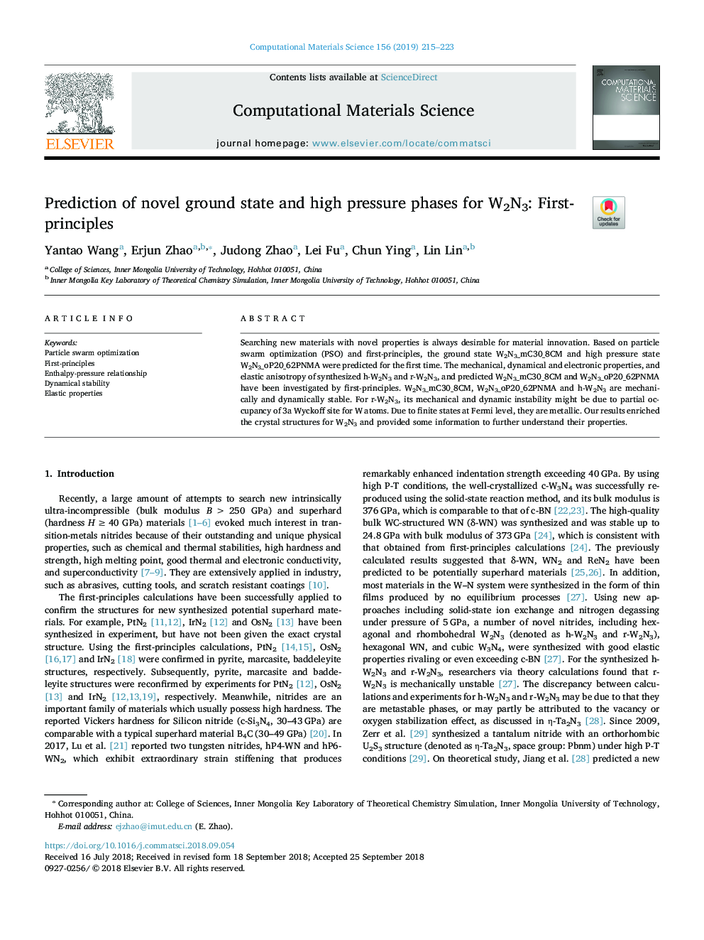 Prediction of novel ground state and high pressure phases for W2N3: First-principles