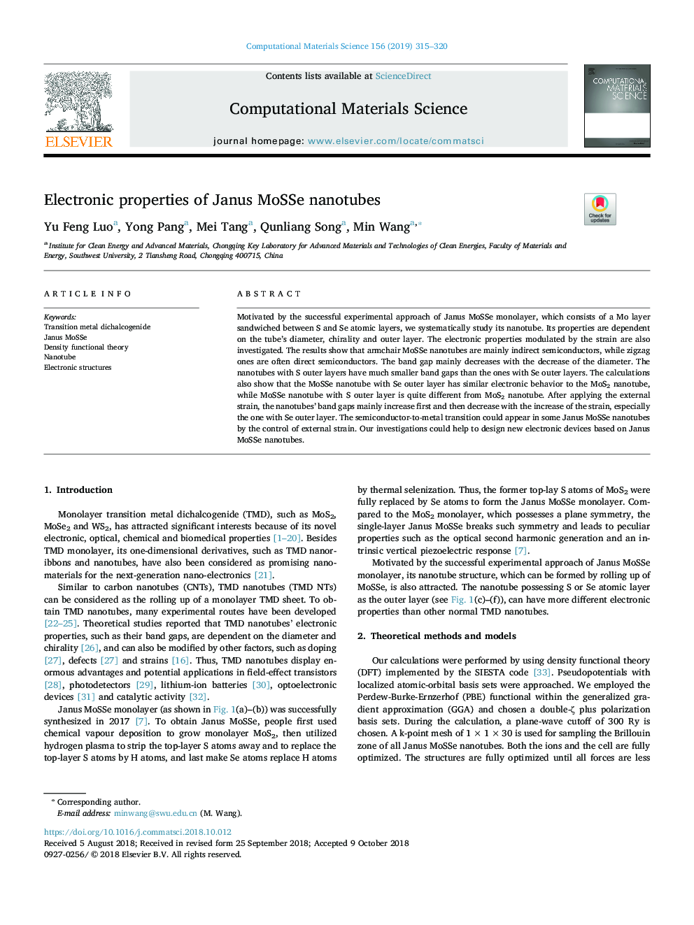 Electronic properties of Janus MoSSe nanotubes