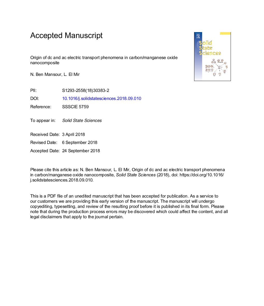 Origin of dc and ac electric transport phenomena in carbon/manganese oxide nanocomposite