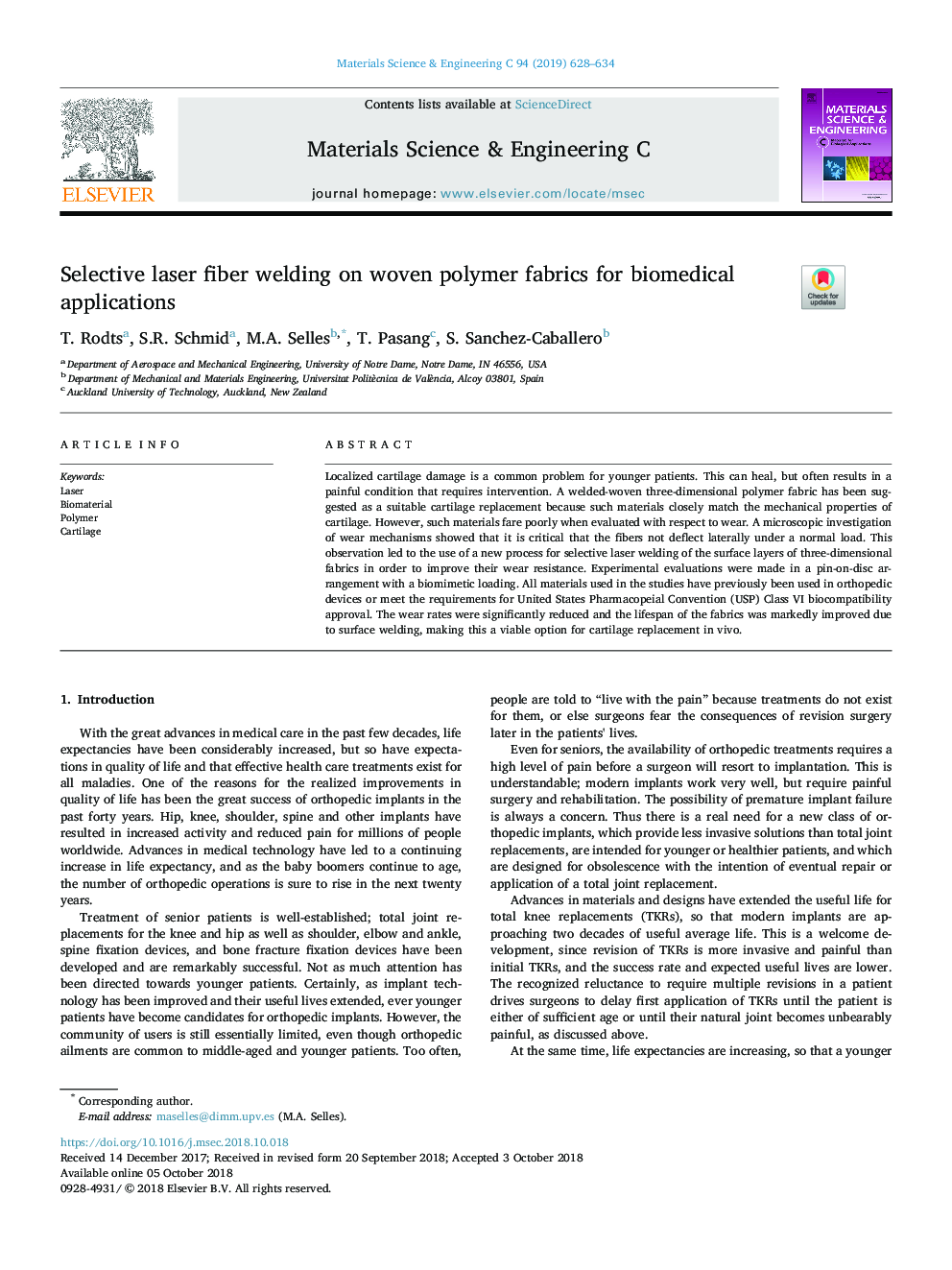 Selective laser fiber welding on woven polymer fabrics for biomedical applications