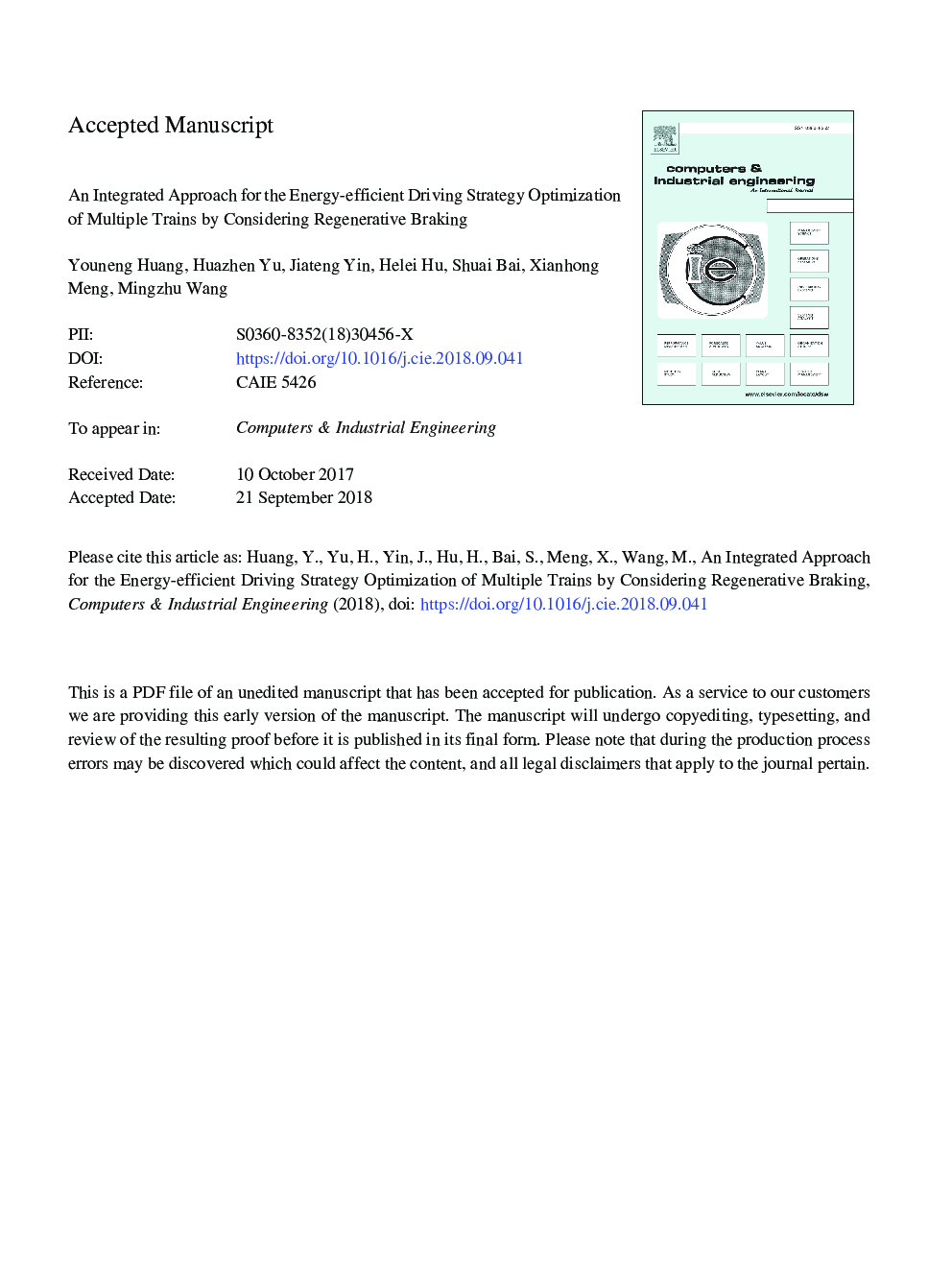 An integrated approach for the energy-efficient driving strategy optimization of multiple trains by considering regenerative braking