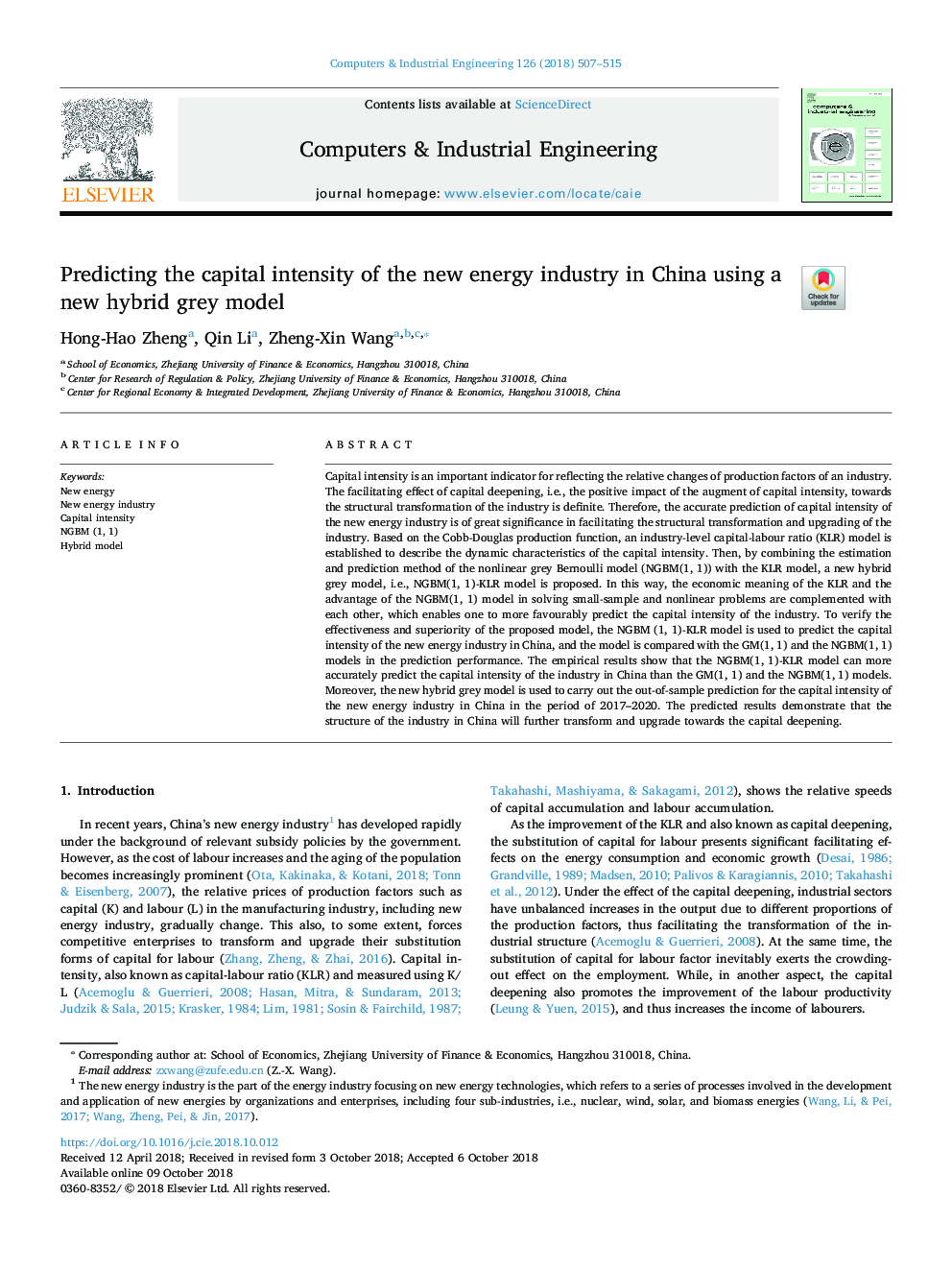 Predicting the capital intensity of the new energy industry in China using a new hybrid grey model