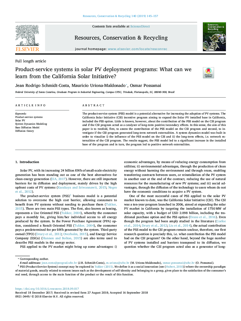 Product-service systems in solar PV deployment programs: What can we learn from the California Solar Initiative?