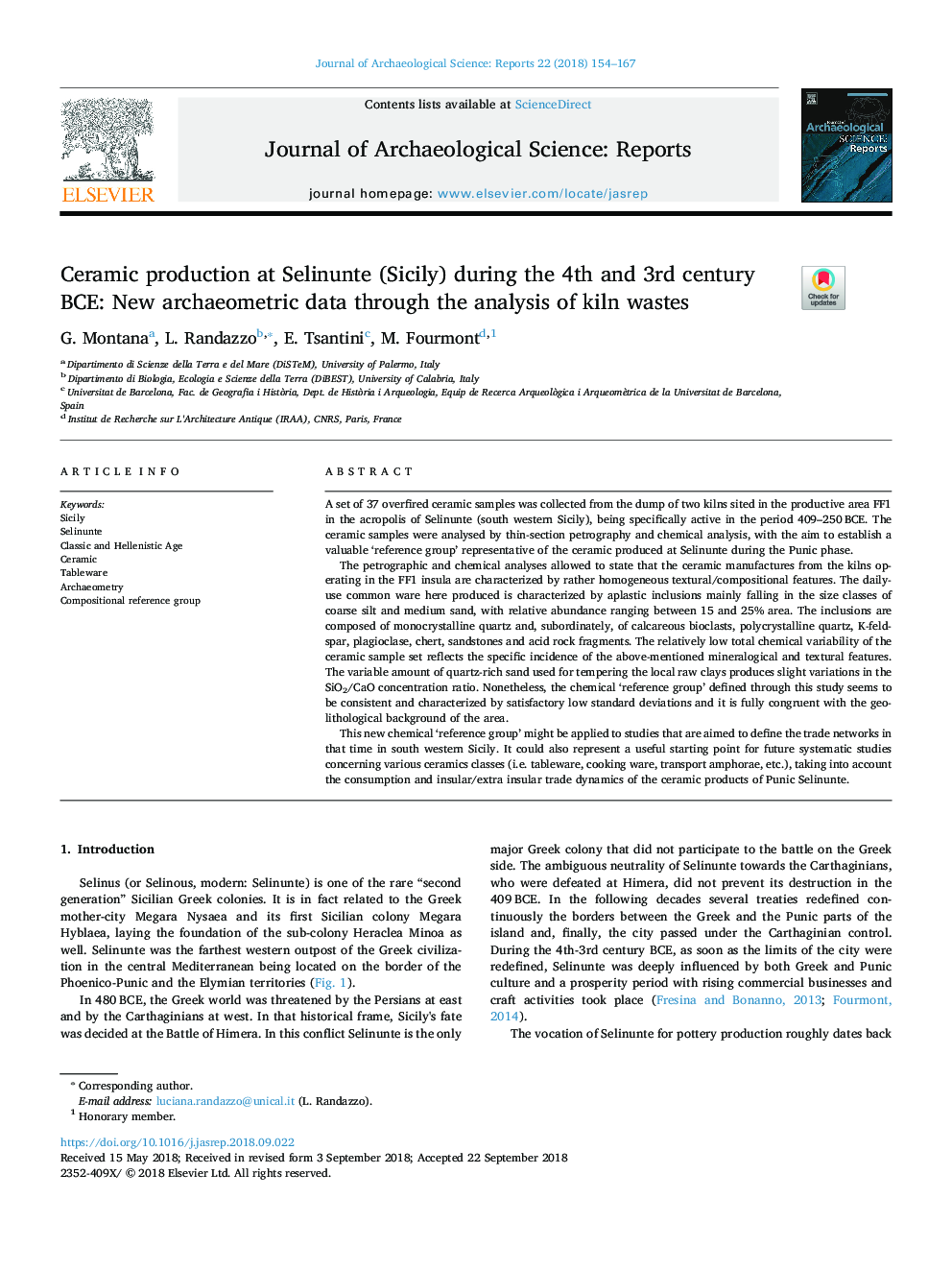 Ceramic production at Selinunte (Sicily) during the 4th and 3rd century BCE: New archaeometric data through the analysis of kiln wastes