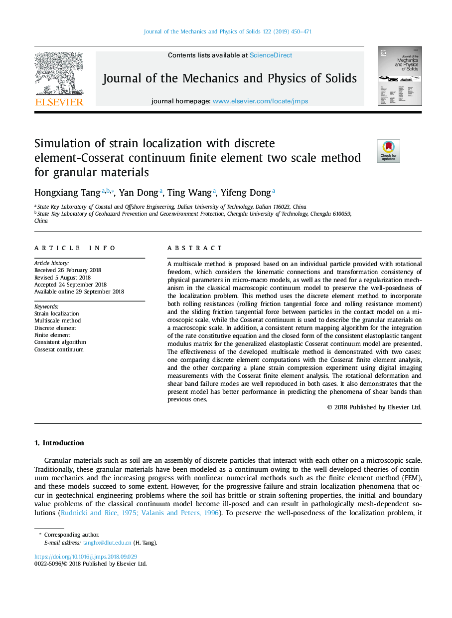 Simulation of strain localization with discrete element-Cosserat continuum finite element two scale method for granular materials