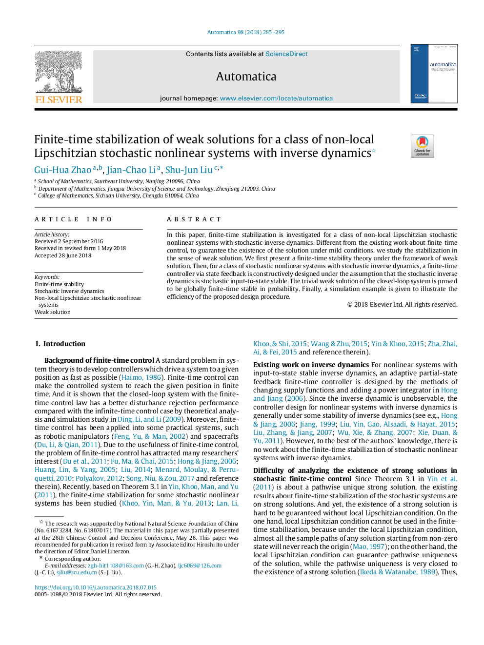 Finite-time stabilization of weak solutions for a class of non-local Lipschitzian stochastic nonlinear systems with inverse dynamics