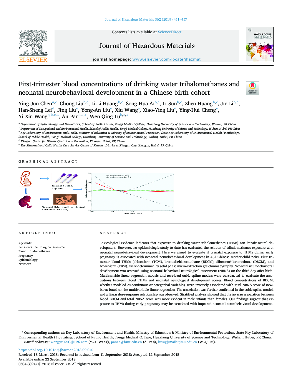 First-trimester blood concentrations of drinking water trihalomethanes and neonatal neurobehavioral development in a Chinese birth cohort