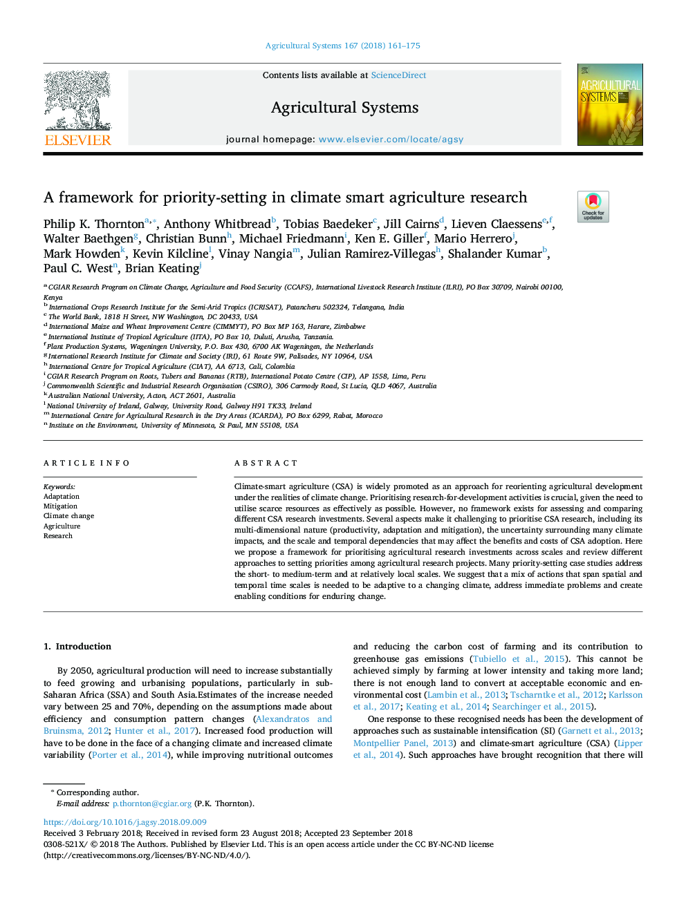 A framework for priority-setting in climate smart agriculture research