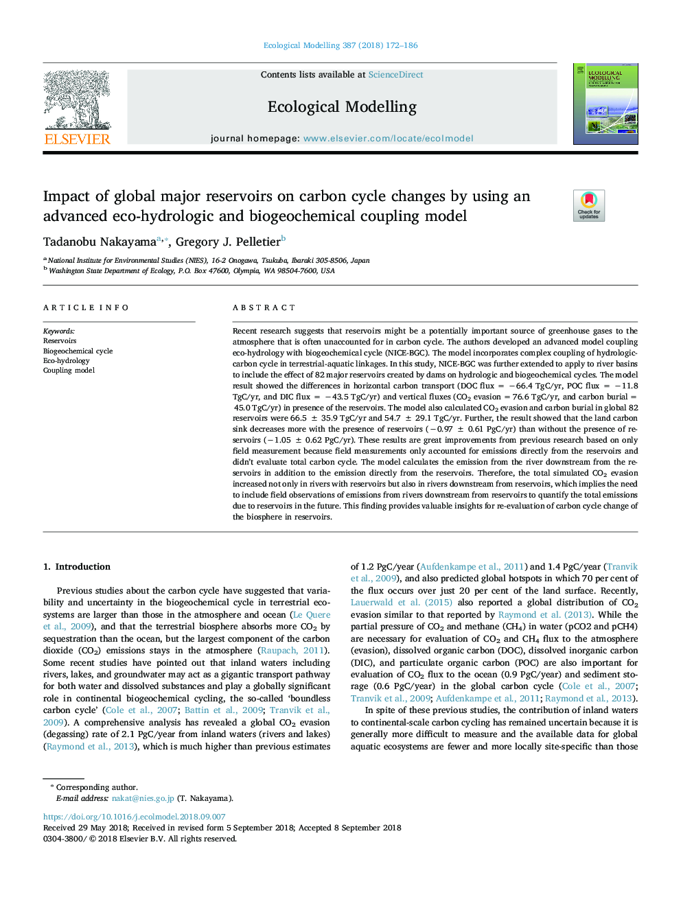 تاثیر مخازن اصلی جهانی بر تغییرات چرخه کربن با استفاده از مدل سازگار با محیط زیست هیدرولوژیکی و بیوگرافی شیمیایی پیشرفته