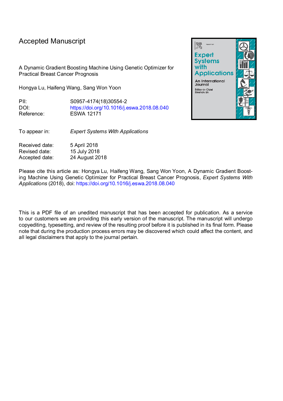 A dynamic gradient boosting machine using genetic optimizer for practical breast cancer prognosis