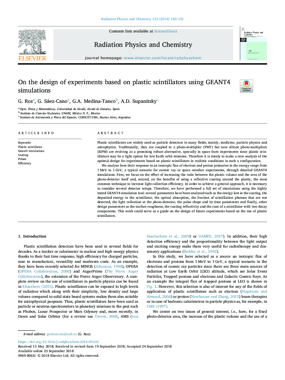 On the design of experiments based on plastic scintillators using GEANT4 simulations