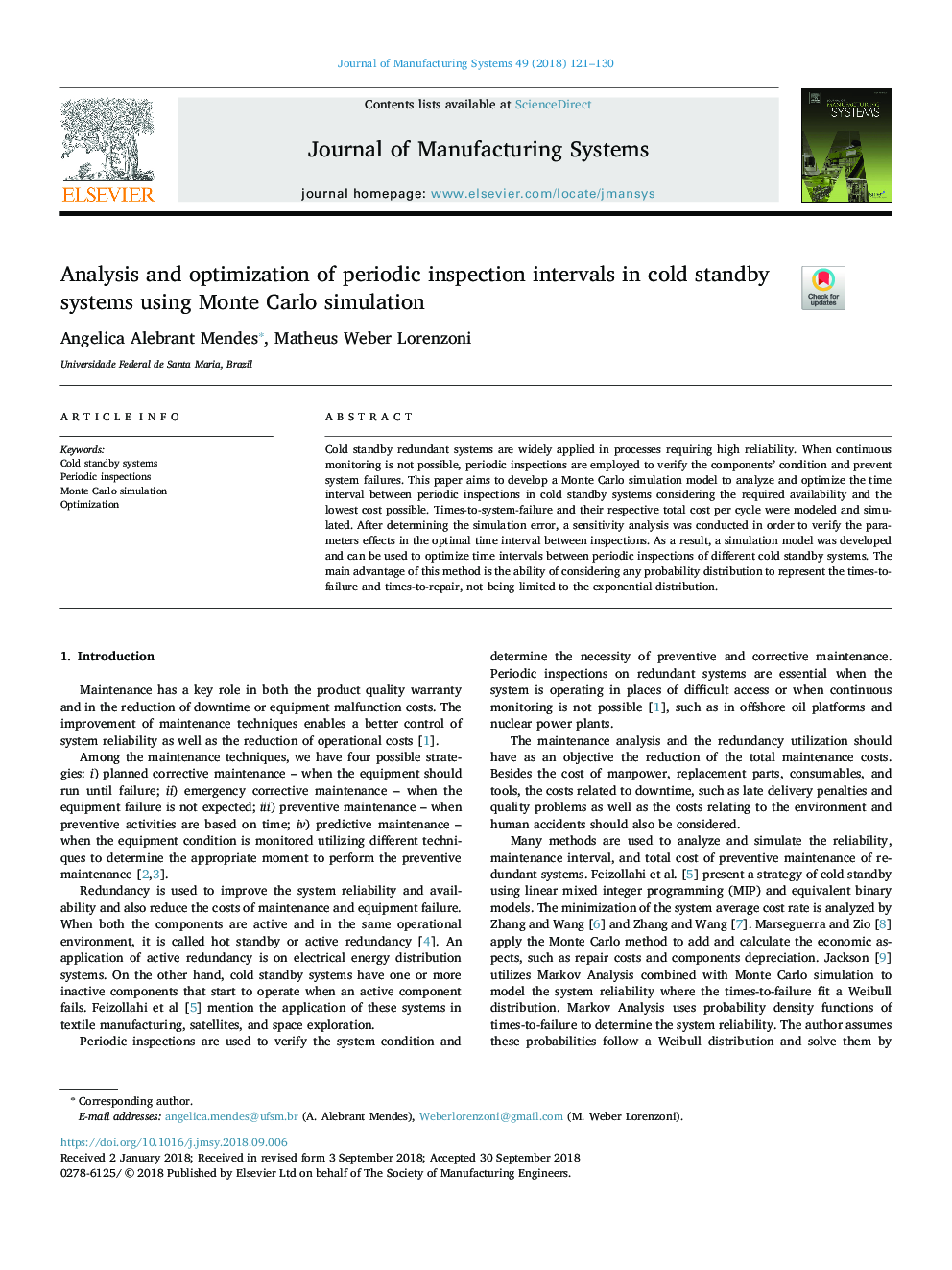 Analysis and optimization of periodic inspection intervals in cold standby systems using Monte Carlo simulation