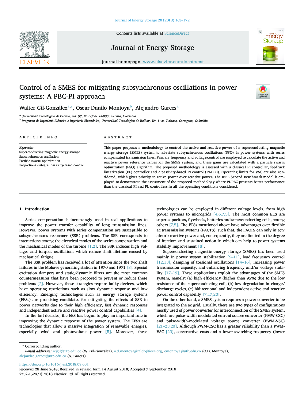 Control of a SMES for mitigating subsynchronous oscillations in power systems: A PBC-PI approach