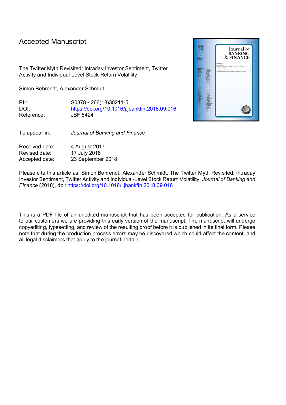 The Twitter myth revisited: Intraday investor sentiment, Twitter activity and individual-level stock return volatility