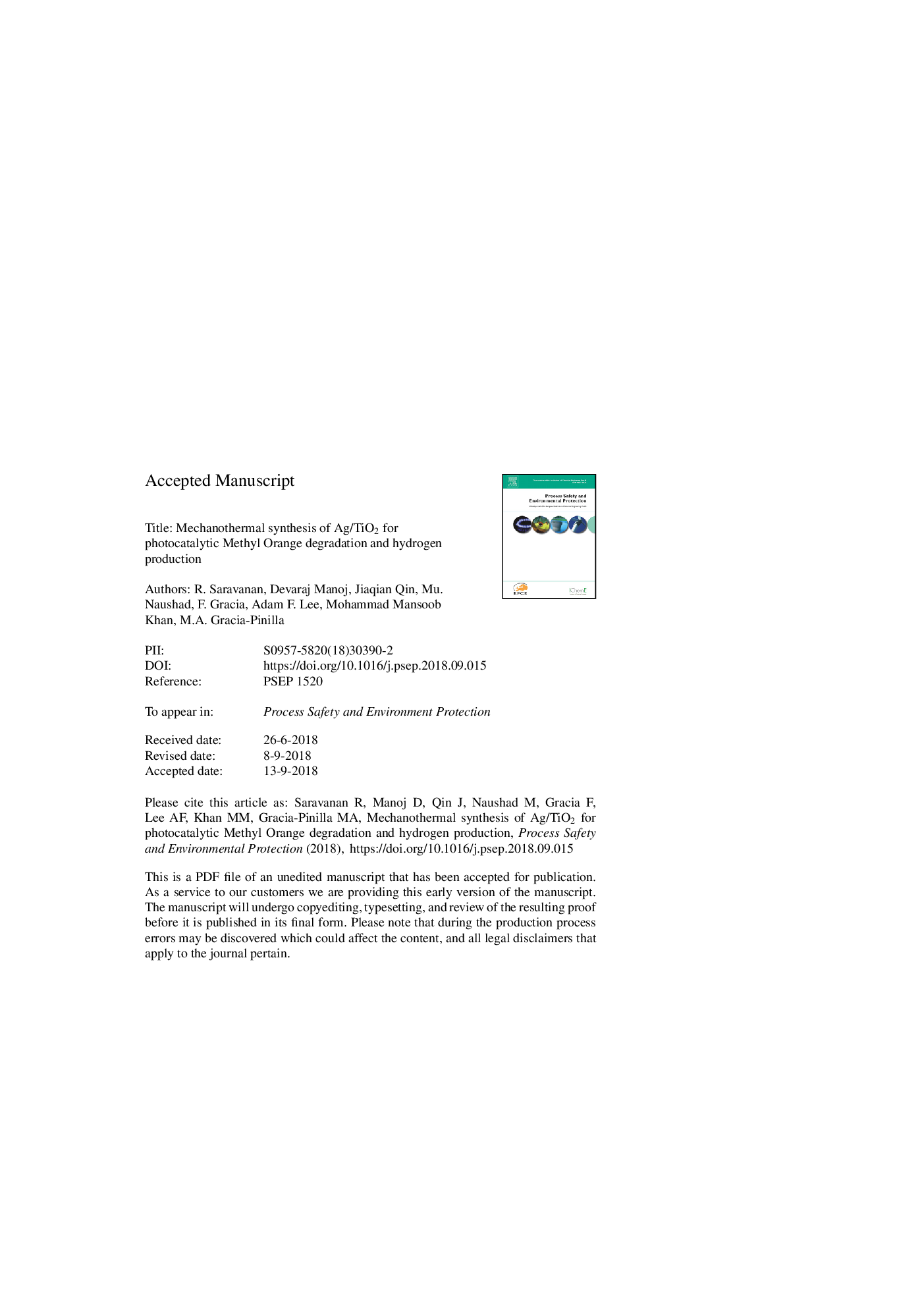 Mechanothermal synthesis of Ag/TiO2 for photocatalytic methyl orange degradation and hydrogen production