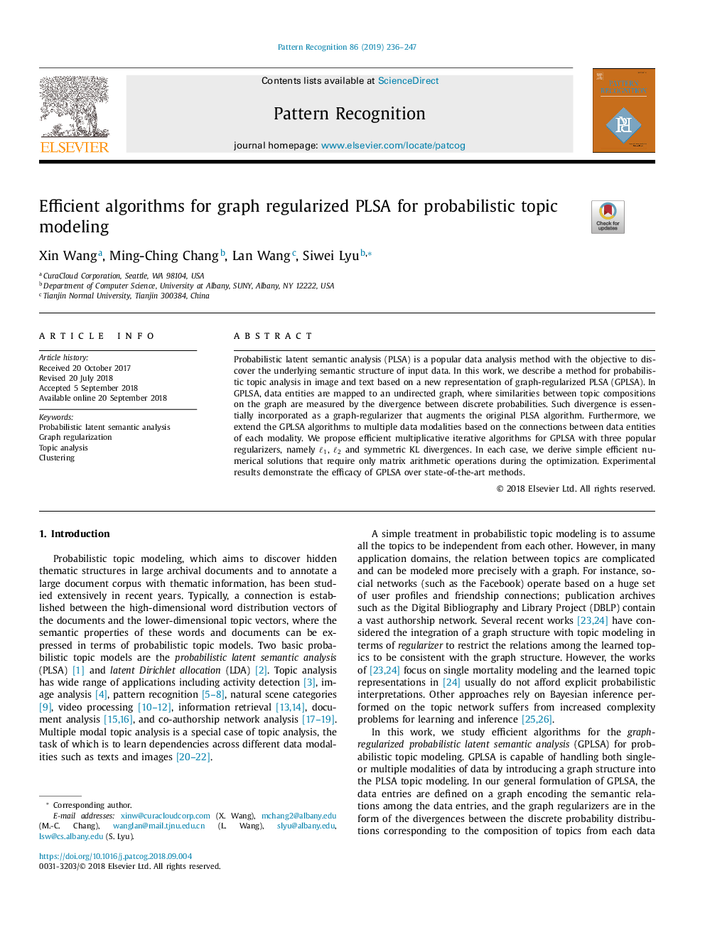 Efficient algorithms for graph regularized PLSA for probabilistic topic modeling