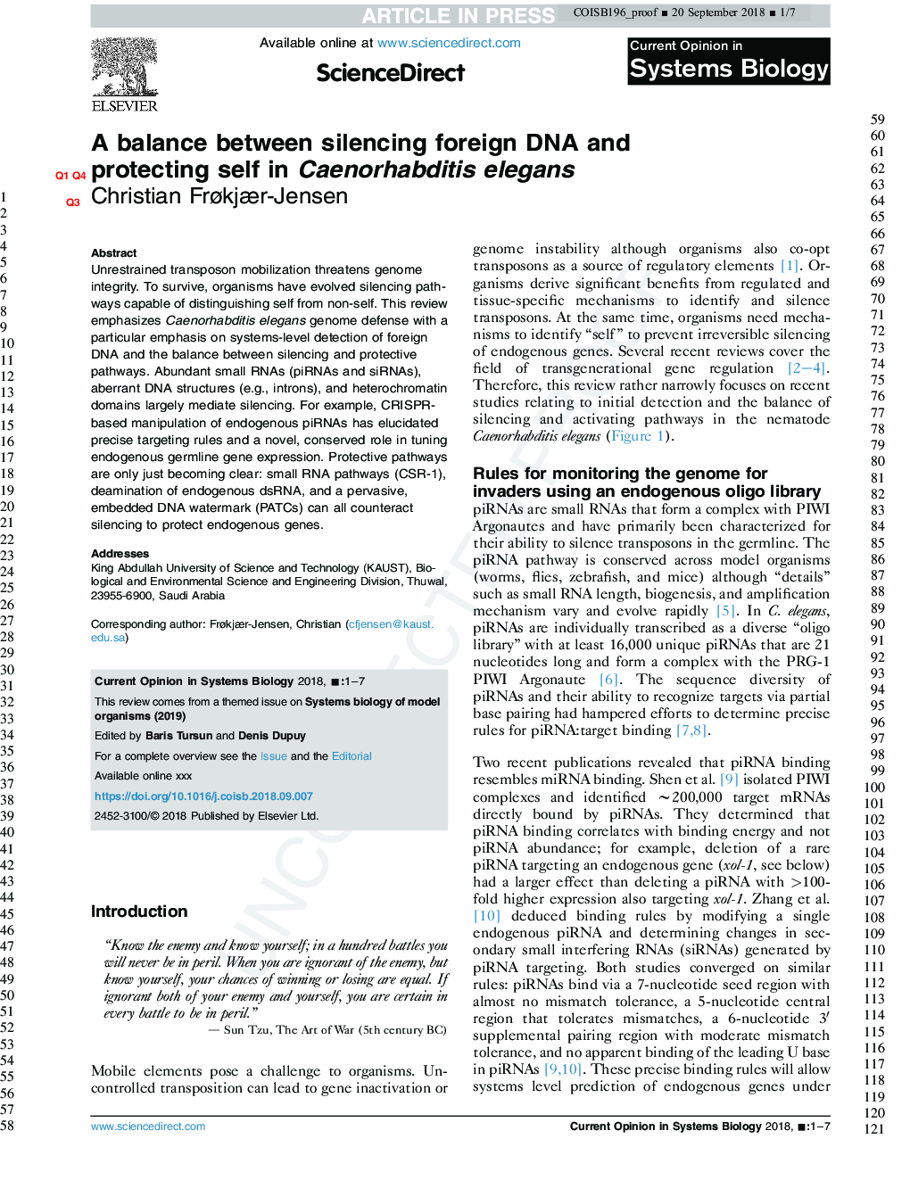 A balance between silencing foreign DNA and protecting self in Caenorhabditis elegans