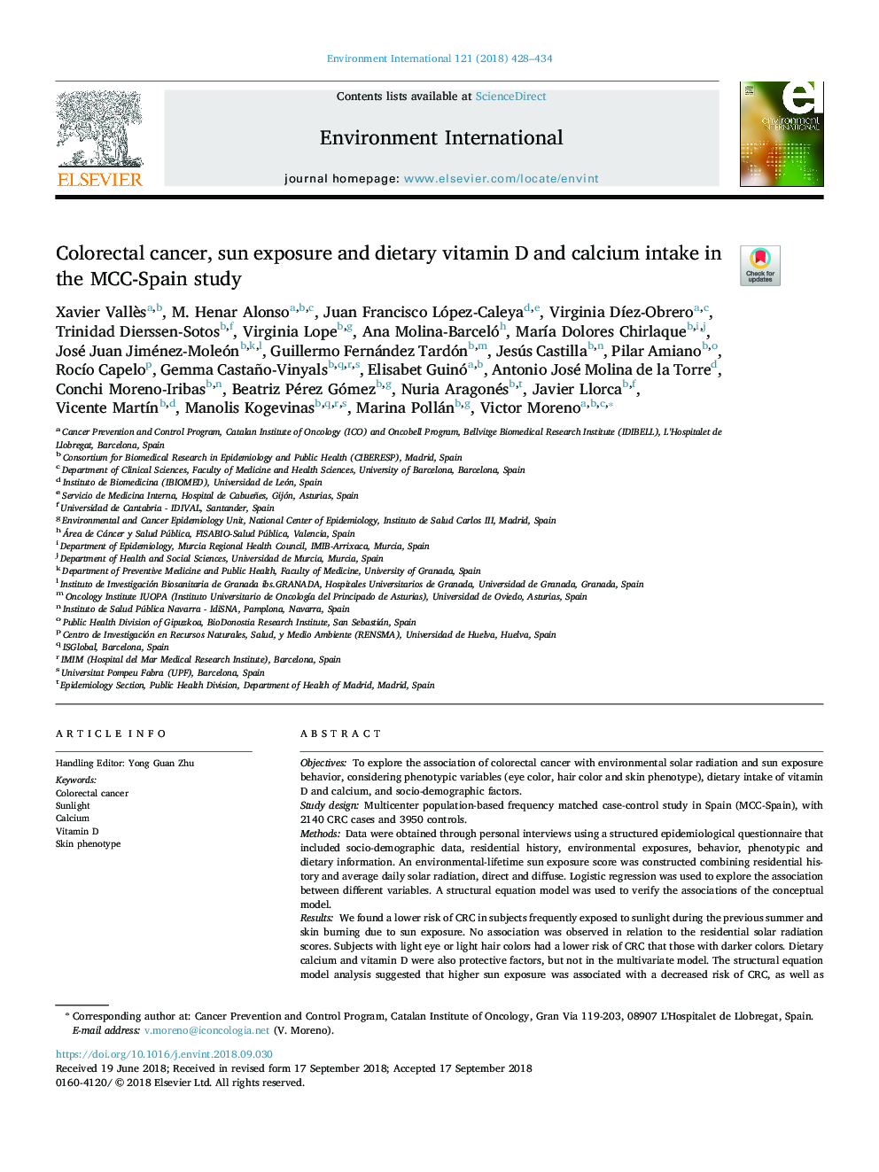 Colorectal cancer, sun exposure and dietary vitamin D and calcium intake in the MCC-Spain study