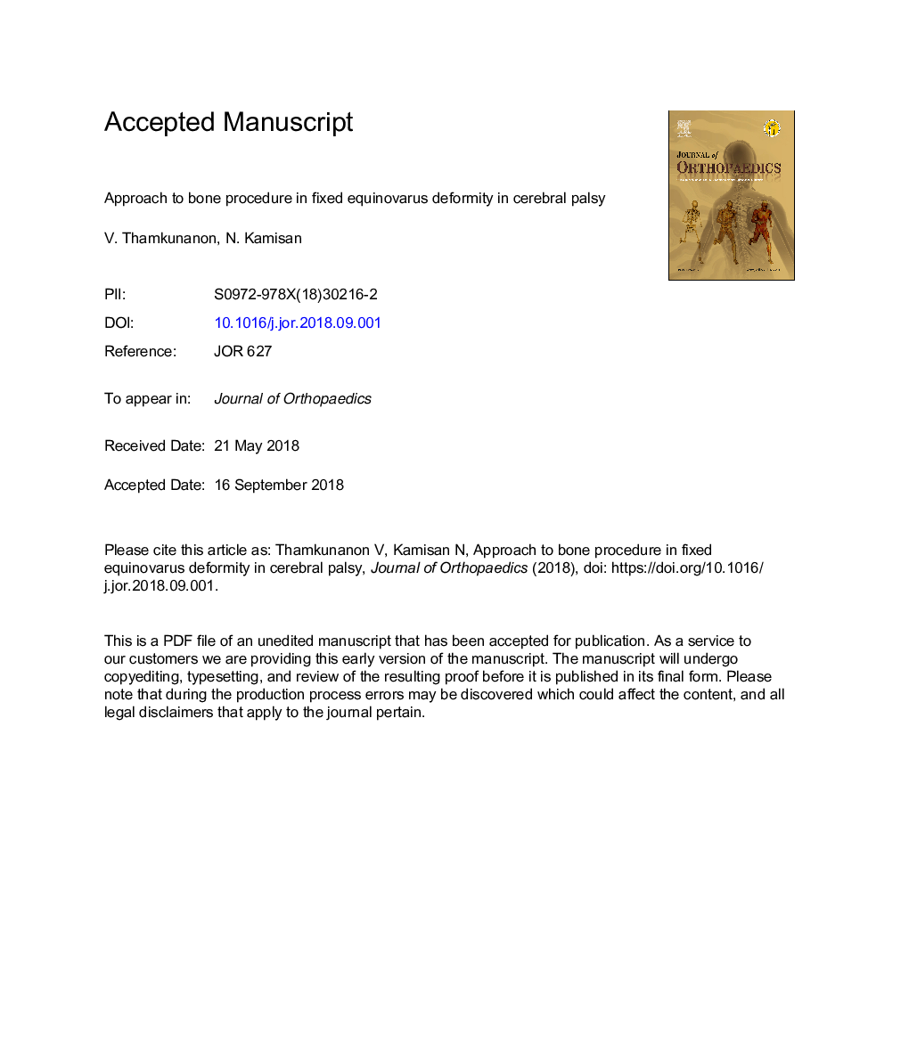 Approach to bone procedure in fixed equinovarus deformity in cerebral palsy