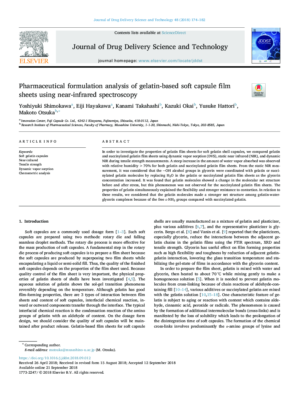 Pharmaceutical formulation analysis of gelatin-based soft capsule film sheets using near-infrared spectroscopy