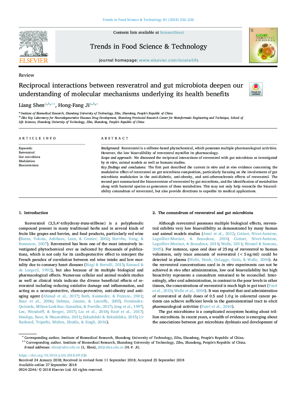 Reciprocal interactions between resveratrol and gut microbiota deepen our understanding of molecular mechanisms underlying its health benefits