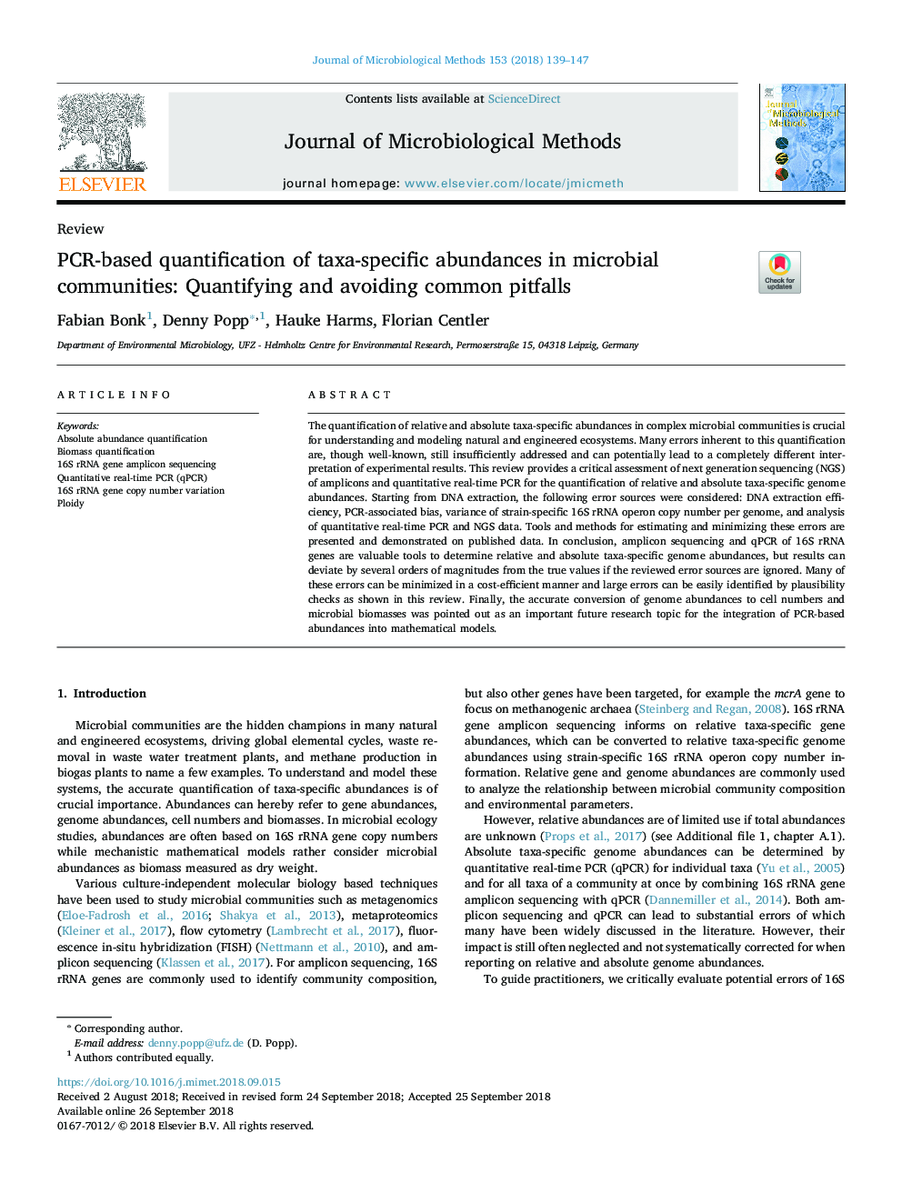 PCR-based quantification of taxa-specific abundances in microbial communities: Quantifying and avoiding common pitfalls