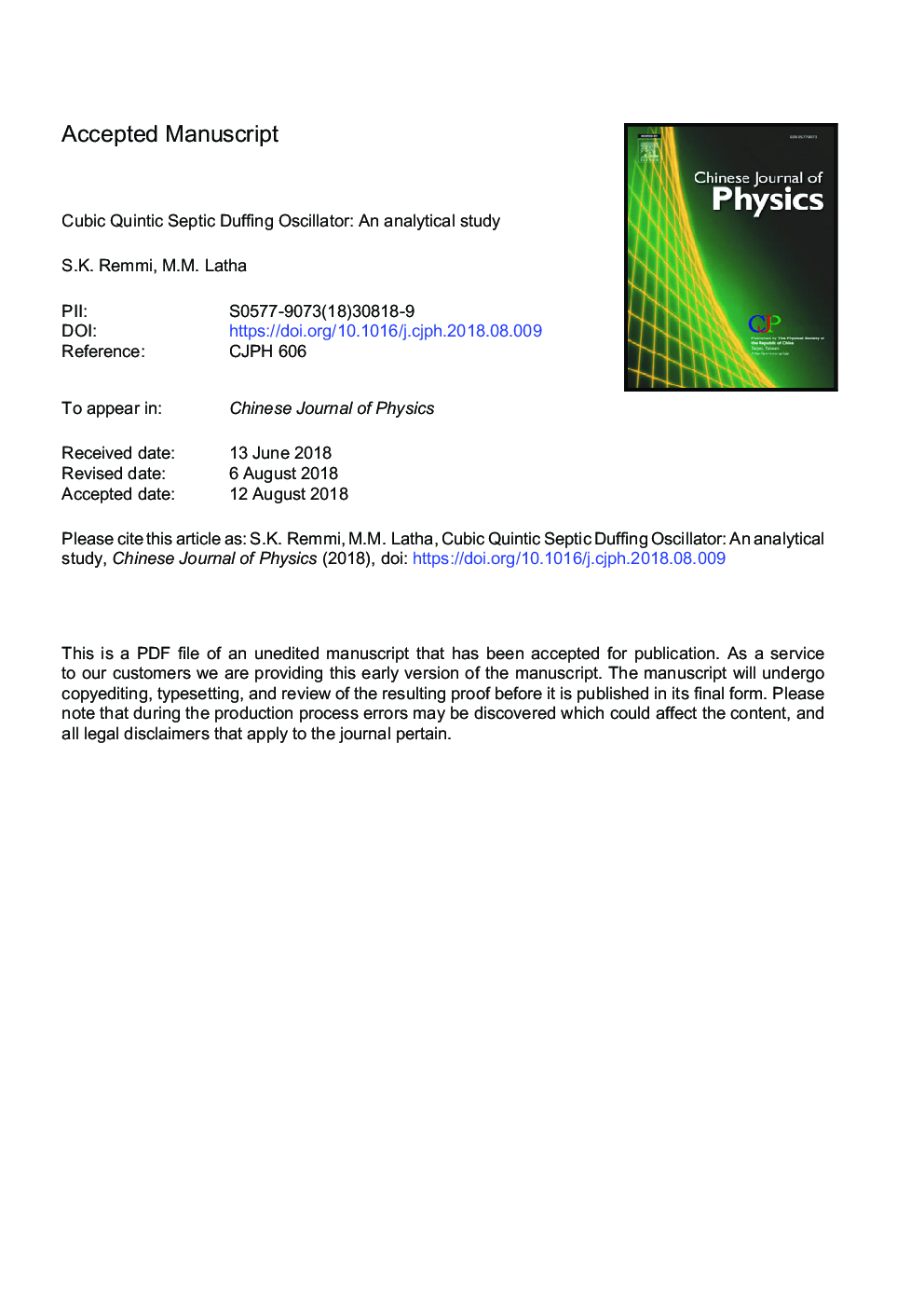 Cubic Quintic Septic Duffing oscillator: An analytical study