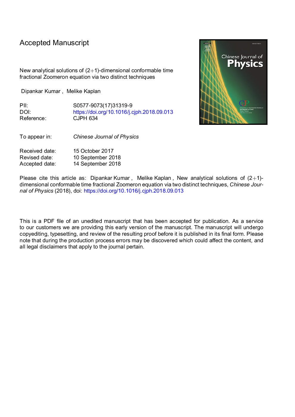 New analytical solutions of (2â¯+â¯1)-dimensional conformable time fractional Zoomeron equation via two distinct techniques