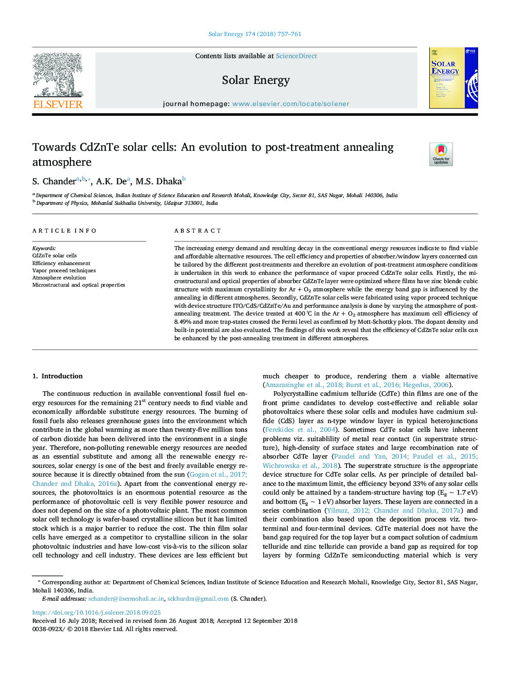 Towards CdZnTe solar cells: An evolution to post-treatment annealing atmosphere