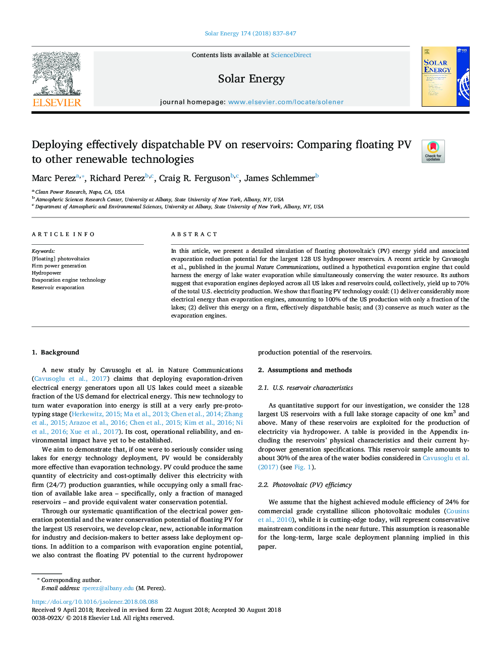 Deploying effectively dispatchable PV on reservoirs: Comparing floating PV to other renewable technologies