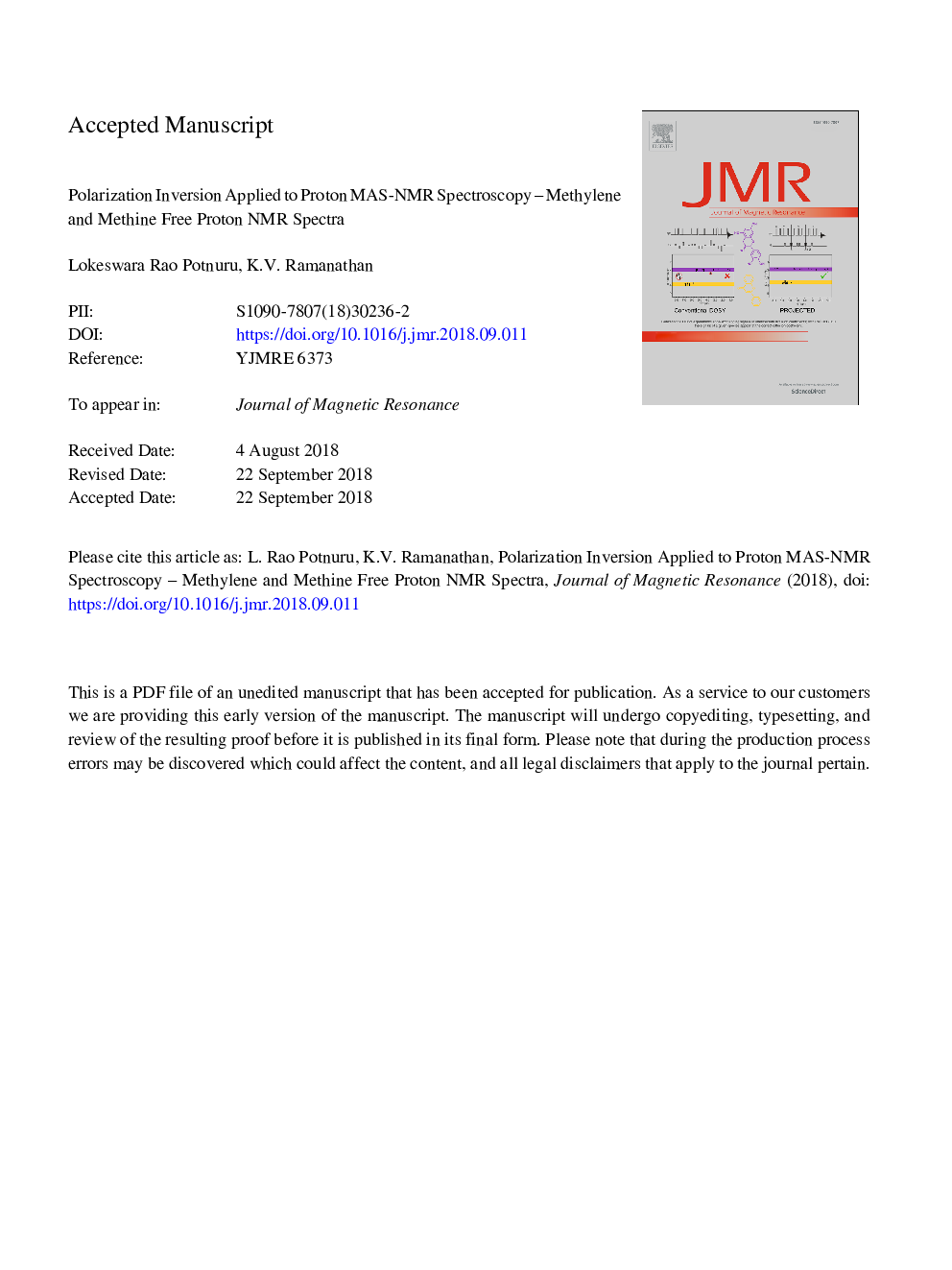 Polarization inversion applied to proton MAS-NMR spectroscopy - Methylene and methine free proton NMR spectra