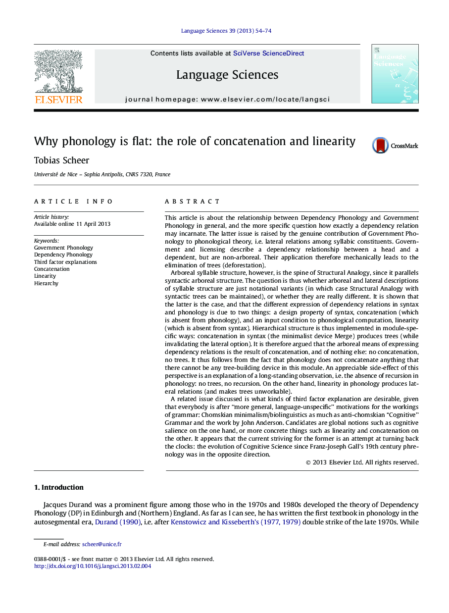 Why phonology is flat: the role of concatenation and linearity