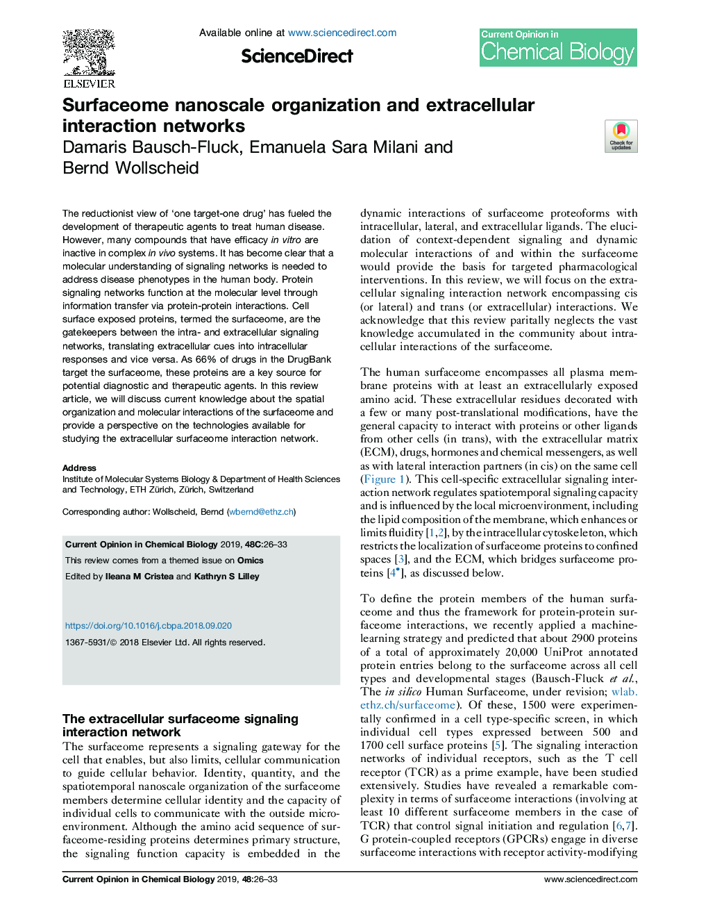 Surfaceome nanoscale organization and extracellular interaction networks