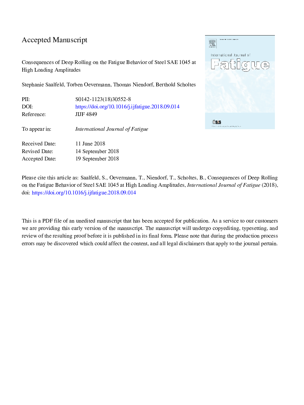 Consequences of deep rolling on the fatigue behavior of steel SAE 1045 at high loading amplitudes