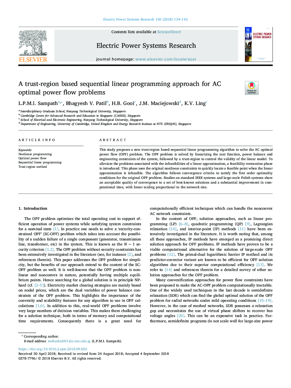 A trust-region based sequential linear programming approach for AC optimal power flow problems