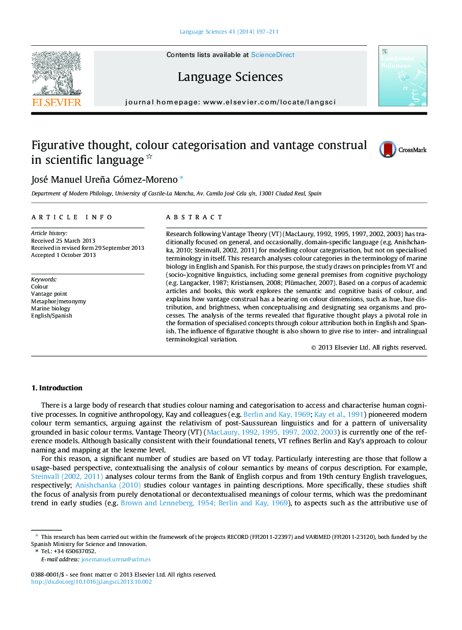 Figurative thought, colour categorisation and vantage construal in scientific language 