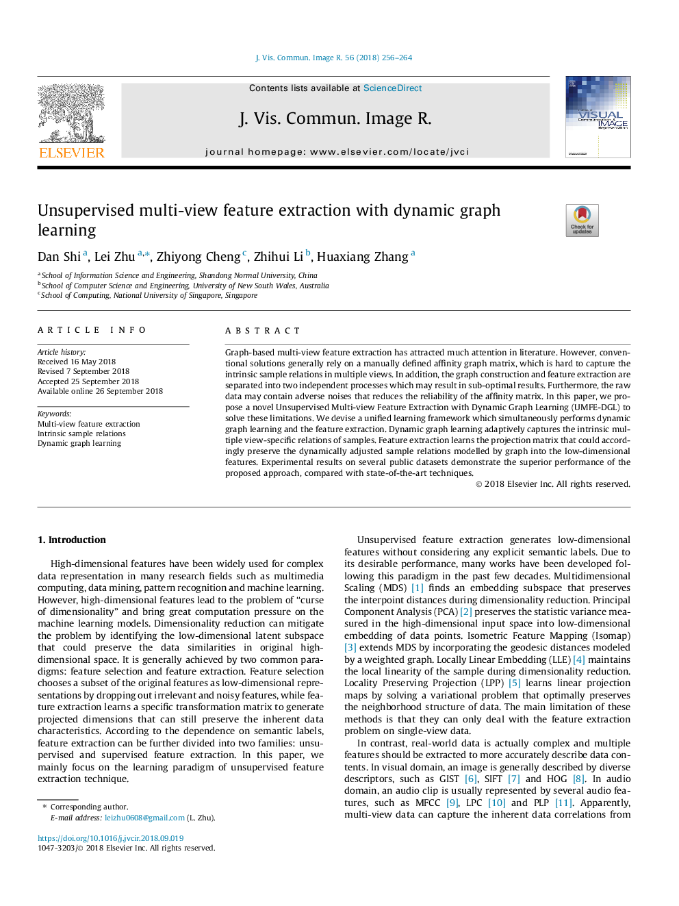 Unsupervised multi-view feature extraction with dynamic graph learning