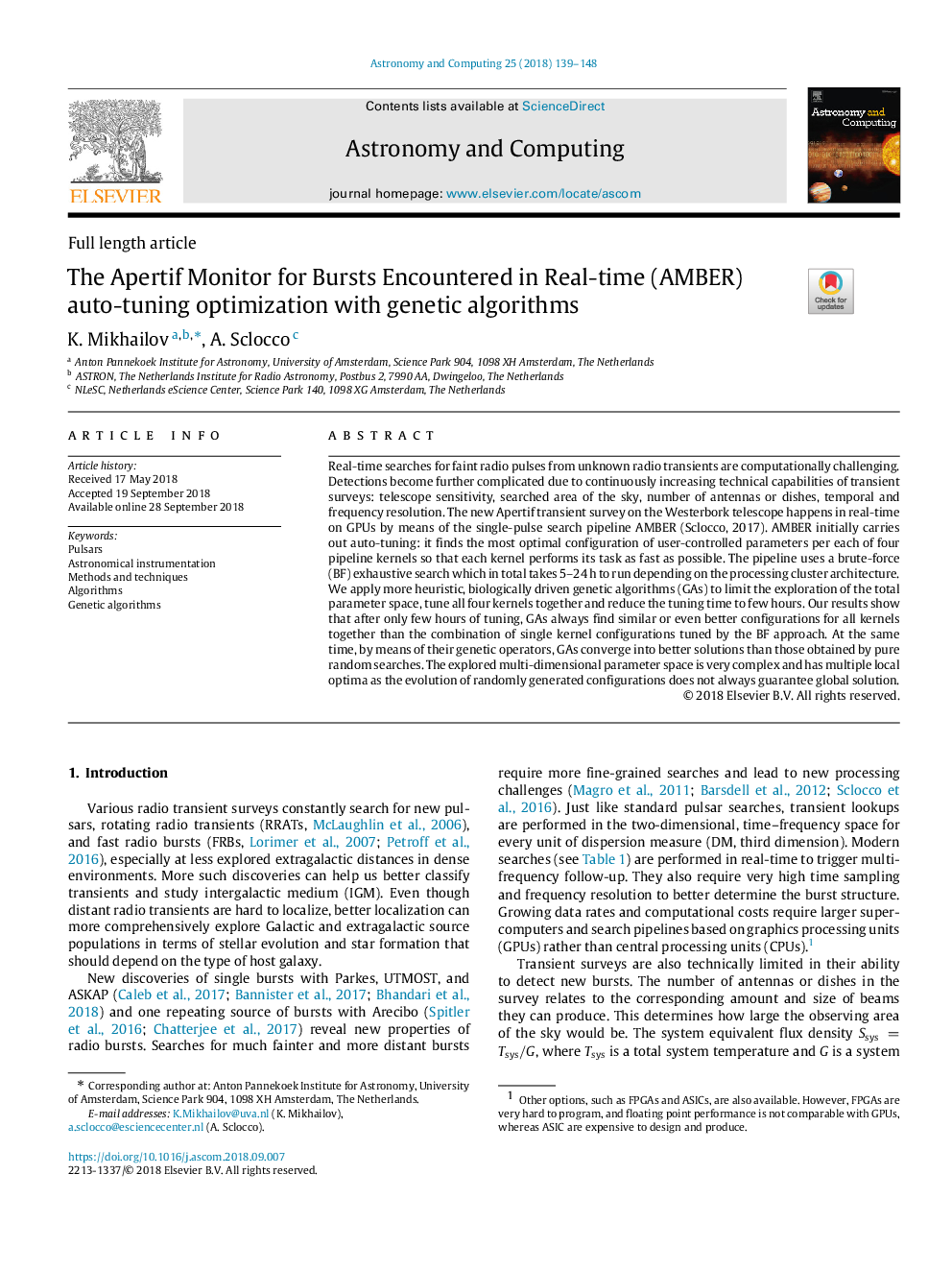 The Apertif Monitor for Bursts Encountered in Real-time (AMBER) auto-tuning optimization with genetic algorithms