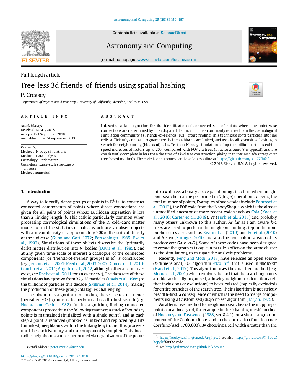 Tree-less 3d friends-of-friends using spatial hashing