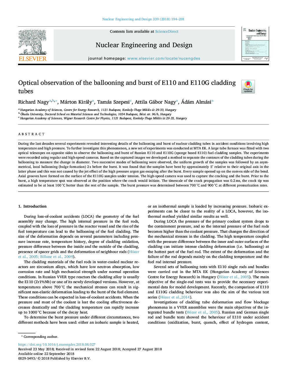 Optical observation of the ballooning and burst of E110 and E110G cladding tubes