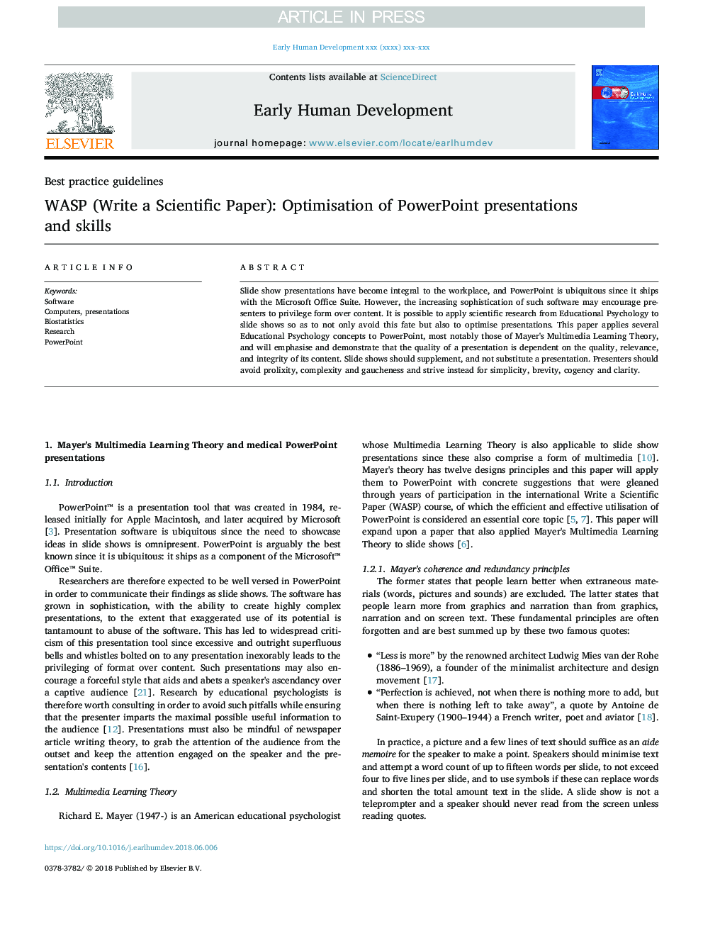 WASP (Write a Scientific Paper): Optimisation of PowerPoint presentations and skills